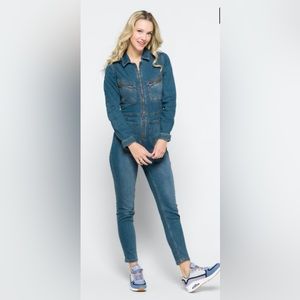 Free People Blue Denim Jumpsuit